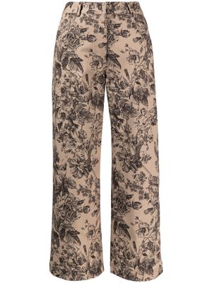 Adam Lippes floral-print cropped trousers - Brown