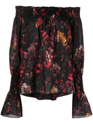 Adam Lippes floral-print off-shoulder blouse - Red