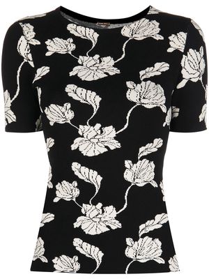 Adam Lippes floral-print short-sleeved top - Black