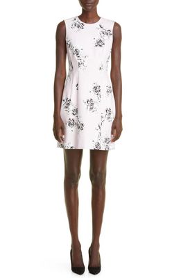 Adam Lippes Floral Print Stretch Cotton Twill Dress in Pale Pink Floral