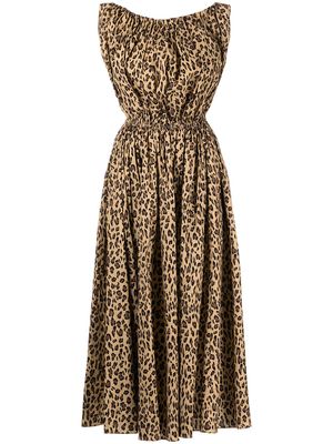 Adam Lippes leopard-print sleeveless midi dress - Brown