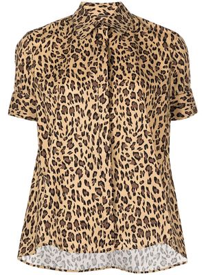 Adam Lippes leopard-print trapeze shirt - Brown