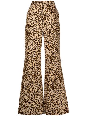 Adam Lippes leopard-print wide-leg trousers - Brown