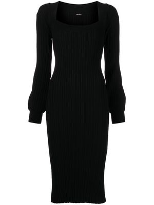 Adam Lippes long-sleeved knitted midi dress - Black