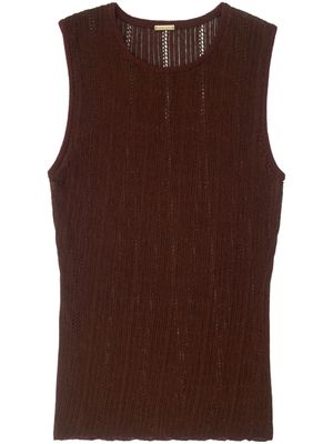 Adam Lippes metallic-yarn rib-knit shell top - Brown