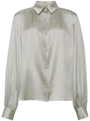 Adam Lippes pearl-buttons silk blouse - Green