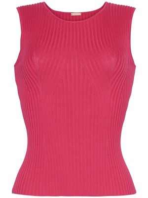 Adam Lippes perforated-embellished ribbed-knit top - Pink