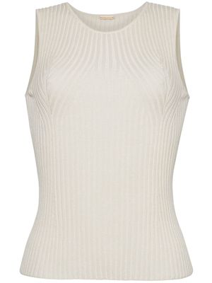 Adam Lippes perforated-embellished ribbed-knit top - White