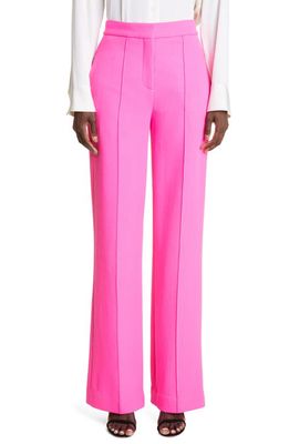 Adam Lippes Pintuck Pleat Wool Crepe Trousers in Hot Pink