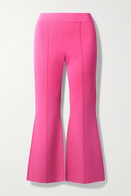 Adam Lippes - Pintucked Recycled Stretch-knit Flared Pants - Pink