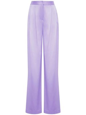Adam Lippes pleat-detail straight-leg silk trousers - Purple