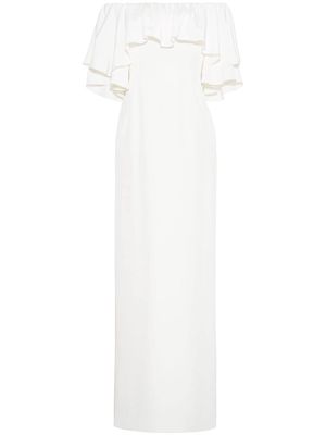 Adam Lippes ruffled off-shoulder silk gown - White