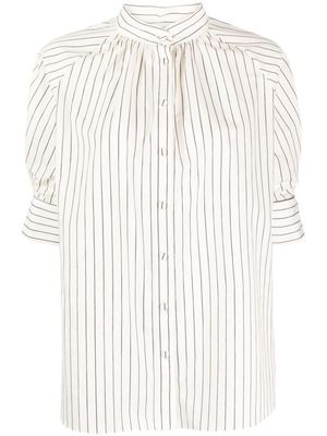 Adam Lippes striped short-sleeve shirt - White