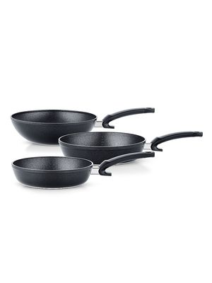 Adamant Comfort Non-Stick 3-Piece Fry Pan Set - Black - Black
