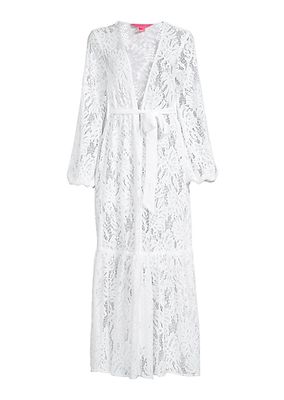 Adela Belted Floral Lace Cover-Up Robe
