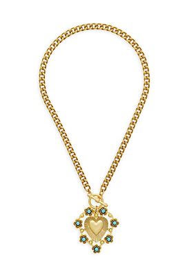 Adele 24K Antique Goldplated Turquoise Heart Necklace