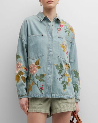 Adele Denim Overshirt with Embroidered Detail