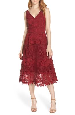 Adelyn Rae Beatrice Multi Style Lace Fit & Flare Dress in Berry