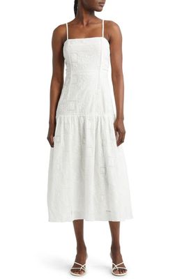 Adelyn Rae Patricia Embroidered Drop Waist Maxi Dress in White