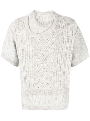 Ader Error cable-knit layered knitted top - Neutrals