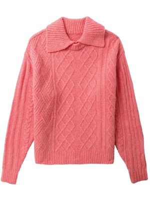 Ader Error cable-knit polo jumper - Pink