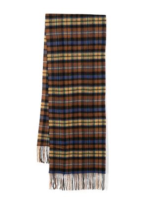 Ader Error check-print wool scarf - Brown