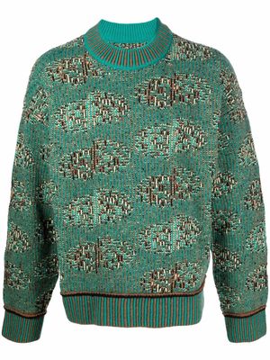 Ader Error Kaplan abstract-pattern intarsia jumper - Green