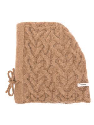 Ader Error logo-appliqué cable-knit hat - Brown