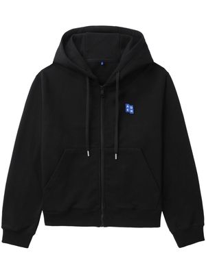 Ader Error logo-appliqué cotton hoodie - Black