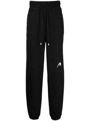 Ader Error logo-embroidered cotton drawstring trousers - Black