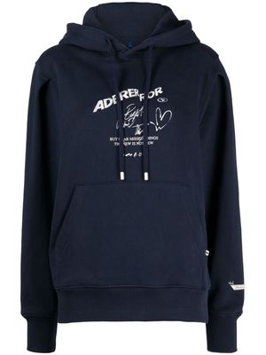 Ader Error logo-embroidered cotton hoodie - Blue