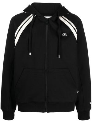 Ader Error logo-embroidered zip-up hoodie - Black