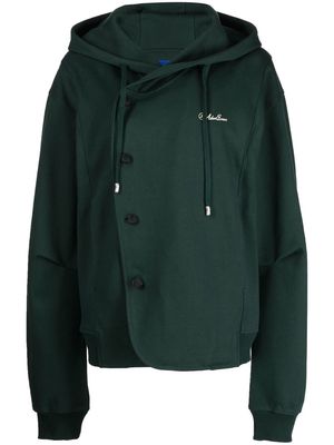 Ader Error logo-print buttoned hoodie - Green
