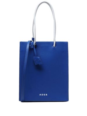 Ader Error logo-print leather tote bag - Blue