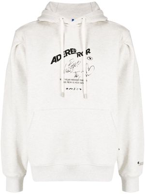 Ader Error logo-print stretch-cotton hoodie - Grey