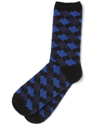 Ader Error plaid-checked ribbed socks - Blue