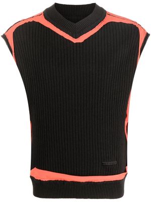 Ader Error ribbed-knit V-neck vest - Black
