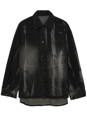 Ader Error ripped-detailing cotton shirt - Black