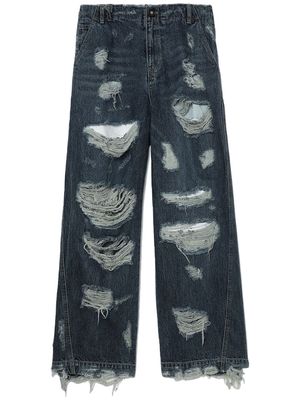 Ader Error ripped wide-leg jeans - Blue