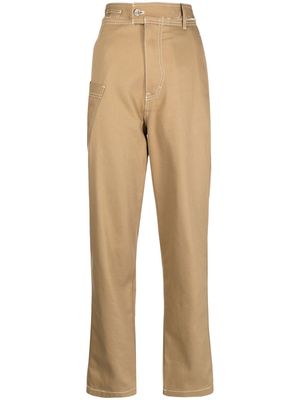 Ader Error straight-leg contrast-stitch trousers - Brown