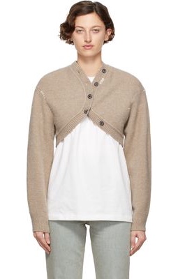 ADER error Taupe Cropped Twile Cardigan