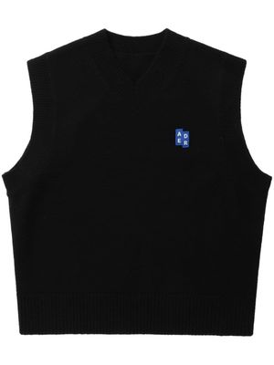 Ader Error Tetris-appliqué knitted top - Black