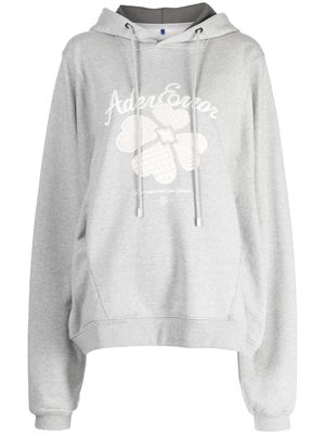Ader Error Tever logo-embroidered hoodie - Grey