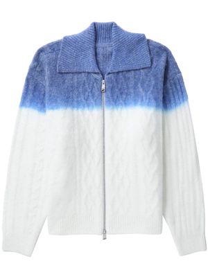 Ader Error zipped gradient-effect knitted cardigan - Blue