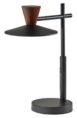 ADESSO LIGHTING Elmore LED Desk Lamp in Black W. Walnut Wood