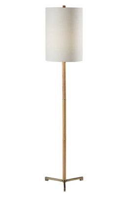 ADESSO LIGHTING Maddox Floor Lamp in Natural Wood /Antique Brass