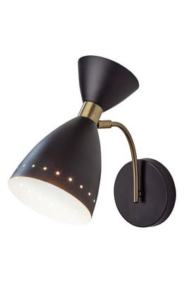 ADESSO LIGHTING Oscar Wall Light in Black W. Antique Brass Accents