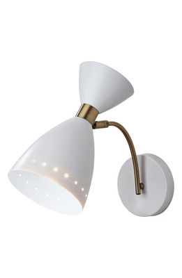 ADESSO LIGHTING Oscar Wall Light in White W. Antique Brass Accents