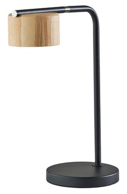 ADESSO LIGHTING Roman LED Desk Lamp in Black /Natural Wood