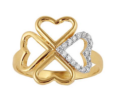 Adi Paz 14K Gold 1/8 cttw Diamond Heart Clover Ring